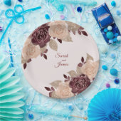 ブルグエレガントンディバラ金ゴールドグリッターフローラ結婚 ペーパープレート (パーティー)