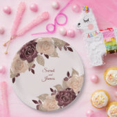 ブルグエレガントンディバラ金ゴールドグリッターフローラ結婚 ペーパープレート (パーティー)