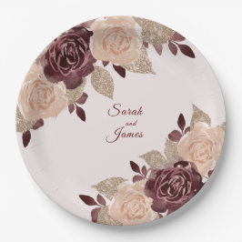 ブルグエレガントンディバラ金ゴールドグリッターフローラ結婚 ペーパープレート
