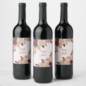 ブルグエレガントンディバラ金ゴールドグリッターフローラ結婚 ワインラベル (ボトル)