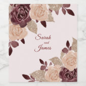 ブルグエレガントンディバラ金ゴールドグリッターフローラ結婚 ワインラベル (シングルラベル)