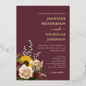 ブルグエレガントンディフローラ結婚金ゴールド 箔招待状 (正面)