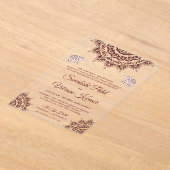 ブルグエレガントンディヘナインディアン結婚ズ アクリル招待状 (レイダウン)