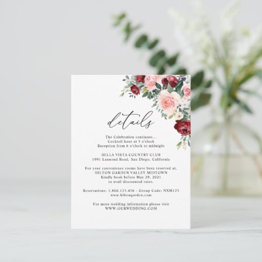 ブルグエレガントンディ赤面結婚フローラ詳細 エンクロージャーカード (スタンド正面)