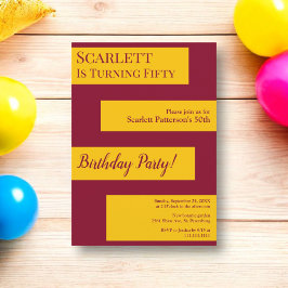 ブルグミニマルンディと金ゴールドエレガント50誕生日 招待状