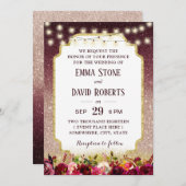 ブルグモダンンディフローラバラグラデーション金ゴールド結婚の 招待状 (正面/裏面)