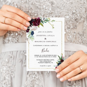 ブルグモダンンディ海軍赤面スペインのフローラ結婚ズ 招待状