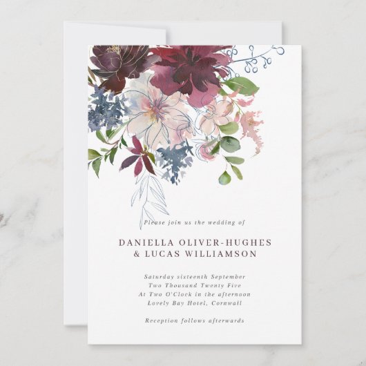 ブルグモダンンディ海軍&赤面フローラ結婚ズ 招待状 (正面)