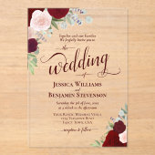 ブルグンエレガントディ&赤面ボホバラファンシーズ結婚 アクリル招待状 (正面)