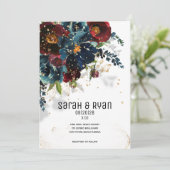 ブルグンディきらめくネイビー結婚式招待状 案内状 (スタンド正面)