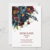 ブルグンディきらめくネイビー結婚式招待状 案内状 (正面)