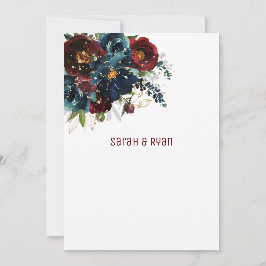 ブルグンディきらめくネイビー結婚式招待状 案内状 (裏面)