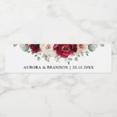 ブルグンディきらめくワインアイボリーマウヴバラフローラWe ペットボトルラベル (シングルラベル)