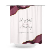 ブルグンディエレガントアゲート赤面金ゴールド結婚ズ シャワーカーテン