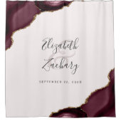 ブルグンディエレガントアゲート赤面金ゴールド結婚ズ シャワーカーテン (正面)