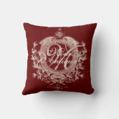 ブルグンディエレガントアンドクリームアンティークシャトーシック クッション (裏面)