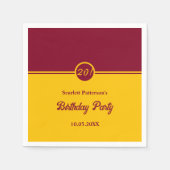 ブルグンディエレガントアンド金ゴールドトレンディー20誕生日 スタンダードカクテルナプキン (正面)