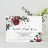 ブルグンディエレガントウィンターバラフローラブライダルシャワー 招待状 (スタンド正面)