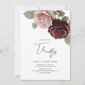 ブルグンディエレガントバラフローラ結婚式招待状 招待状 (正面)