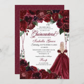 ブルグンディエレガントフローラキンセアニェラ招待状 招待状 (正面/裏面)