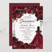 ブルグンディエレガントフローラキンセアニェラ招待状 招待状 (正面/裏面)