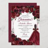 ブルグンディエレガントフローラキンセアニェラ招待状 招待状 (正面/裏面)