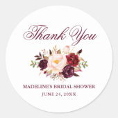 ブルグンディエレガントフローラブライダルシャワー ラウンドシール (正面)