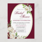 ブルグンディエレガントフローラ金ゴールドブライダルシャワー ポストカード (正面)