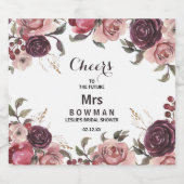 ブルグンディエレガントブライダルシャワーワきらめくインラベ スパークリングワインラベル (シングルラベル)