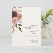 ブルグンディエレガントプラムフローラブライダルシャワー 招待状 (スタンド正面)