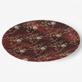 ブルグンディエレガントマルサラフローラパーティー ペーパープレート (アングル)