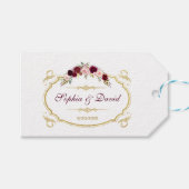 ブルグンディエレガントマルサラフローラ秋の結婚式 ギフトタグ (正面(横))
