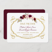 ブルグンディエレガントマルサラフローラ秋日付を保存 セーブザデート (正面/裏面)