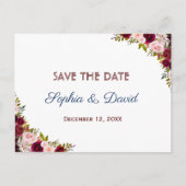 ブルグンディエレガントマルサラフローラ秋日付を保存 案内ポストカード (正面)