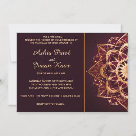 ブルグンディエレガントマンダラ結婚式招待状 招待状