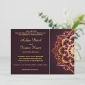 ブルグンディエレガントマンダラ結婚式招待状 招待状 (スタンド正面)