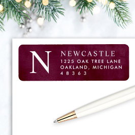 ブルグンディエレガントモノグラムイニシャル差出人住所 ラベル