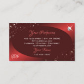 ブルグンディエレガントレッドグリッタースターズジュエリーイニシャル 名刺 (裏面)