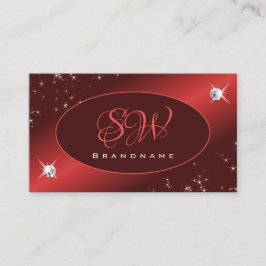 ブルグンディエレガントレッドグリッタースターズジュエリーイニシャル 名刺