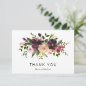 ブルグンディエレガントワイン秋フローラ素朴結婚ズ サンキューカード (スタンド正面)