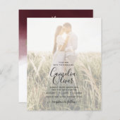 ブルグンディエレガント秋フローラ結婚式招待状 (正面/裏面)