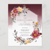 ブルグンディエレガント秋フローラ結婚式招待状 チラシ (裏面)