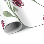 ブルグンディエレガント素朴シンプルフローラ結婚ズ ラッピングペーパー (ロールコーナー)