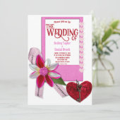 ブルグンディエレガント赤いハートロマンフォーマルツ結婚ス 招待状 (スタンド正面)