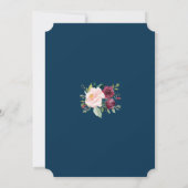 ブルグンディエレガント赤面フローラネイビーガールバプテスマ 招待状 (裏面)