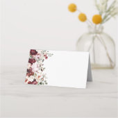 ブルグンディエレガント赤面フローラ結婚式の引き出物 プレイスカード (裏面)