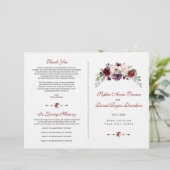 ブルグンディエレガント赤面フローラ結婚式 プログラム (スタンド正面)