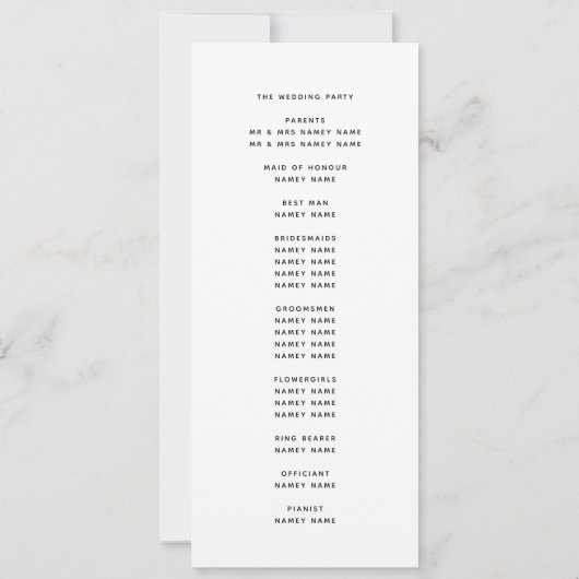 ブルグンディエレガント赤面フローラ結婚式 プログラム (裏面)