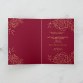 ブルグンディエレガント金ゴールドファインアートフローラキンセアニェラ 招待状 (内部)