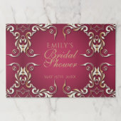 ブルグンディエレガント金ゴールドブライダルシャワー紙ランチョンマット ペーパーパッド (正面)